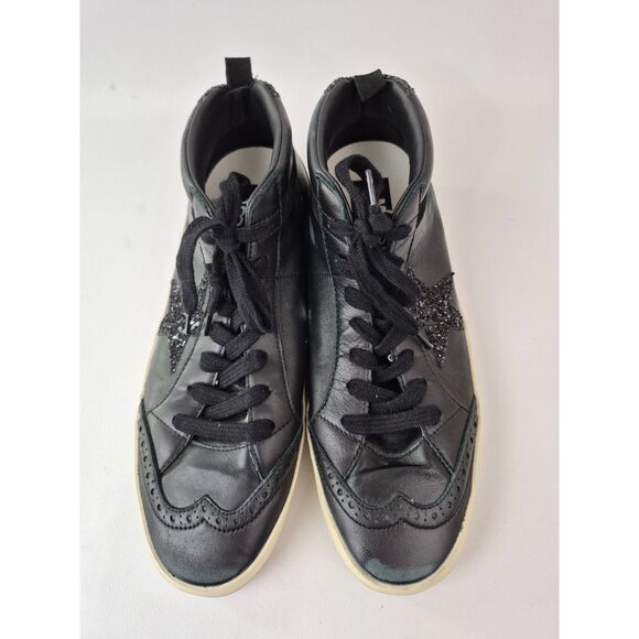 Golden Goose Black Mid Star Glitter Sneakers Suede Hi-Top Shoes Size 40 - Picture 4 of 6